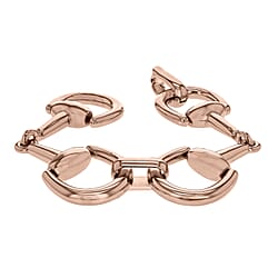 Sterling Silver Rose Gold Plated Stirrup Link Bracelet 8 Inch