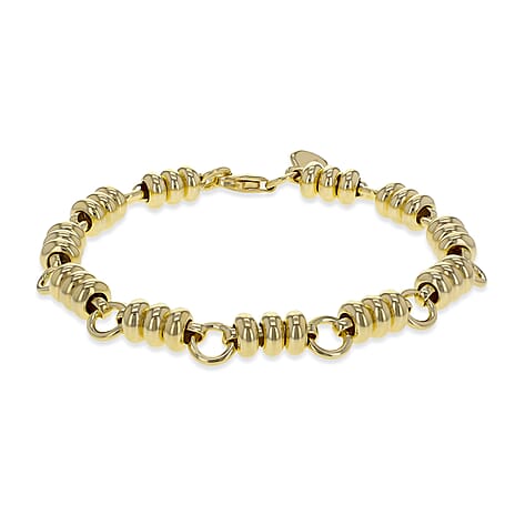 Sterling Silver Yellow Gold Plated Triple Rings Link Bracelet 7 Inch