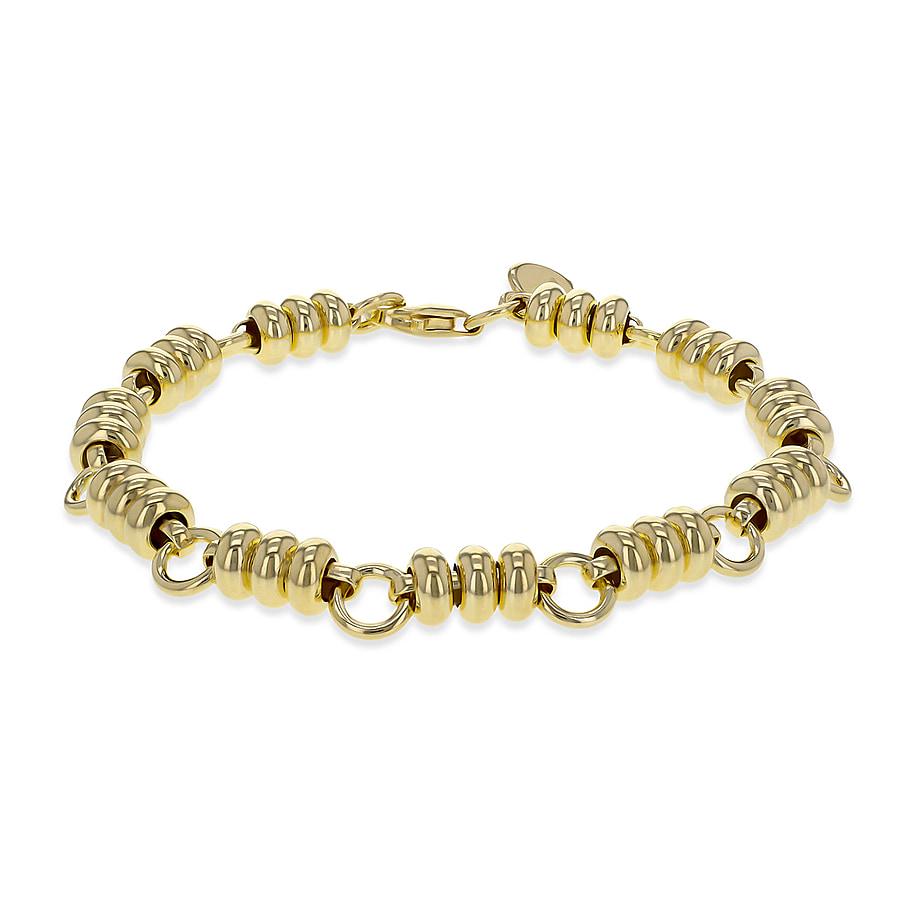 Sterling Silver Yellow Gold Plated Triple Rings Link Bracelet 7 Inch