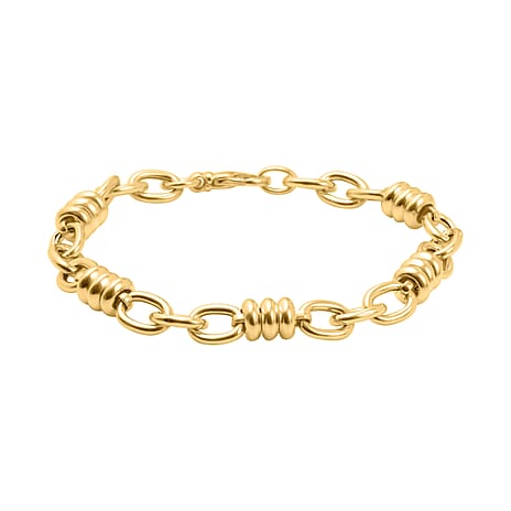 Sterling Silver Yellow Gold Plated Rings and Oval Link Bracelet 8 Inch