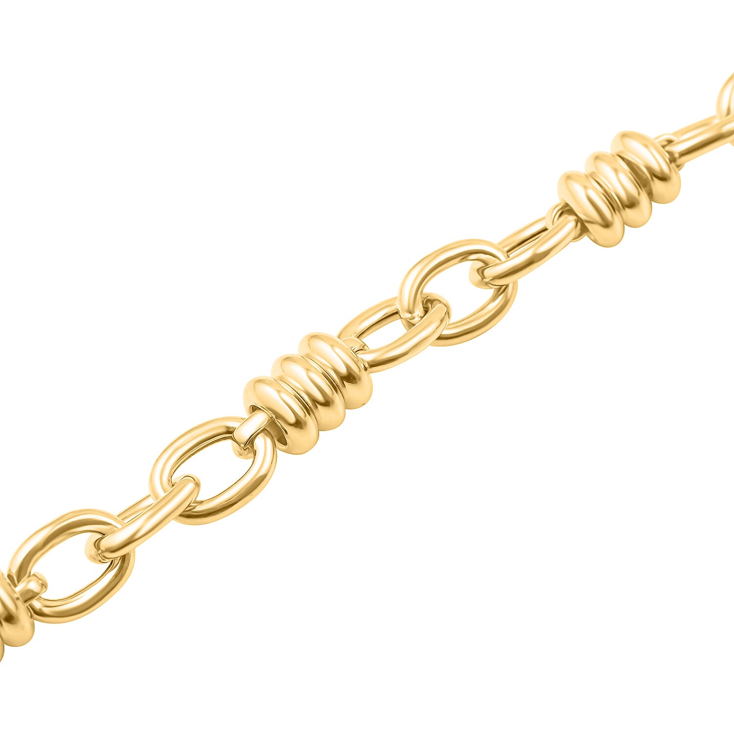 Sterling Silver Yellow Gold Plated Rings and Oval Link Bracelet 8 Inch