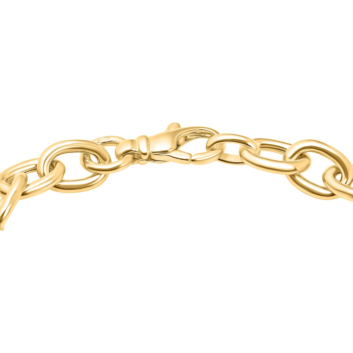 Sterling Silver Yellow Gold Plated Rings and Oval Link Bracelet 8 Inch