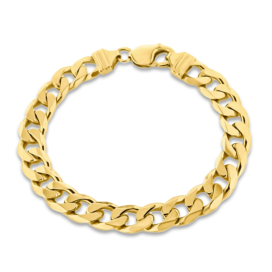Sterling Silver Micron Yellow Gold Plated 25 Curb Chain Bracelet 8 Inch
