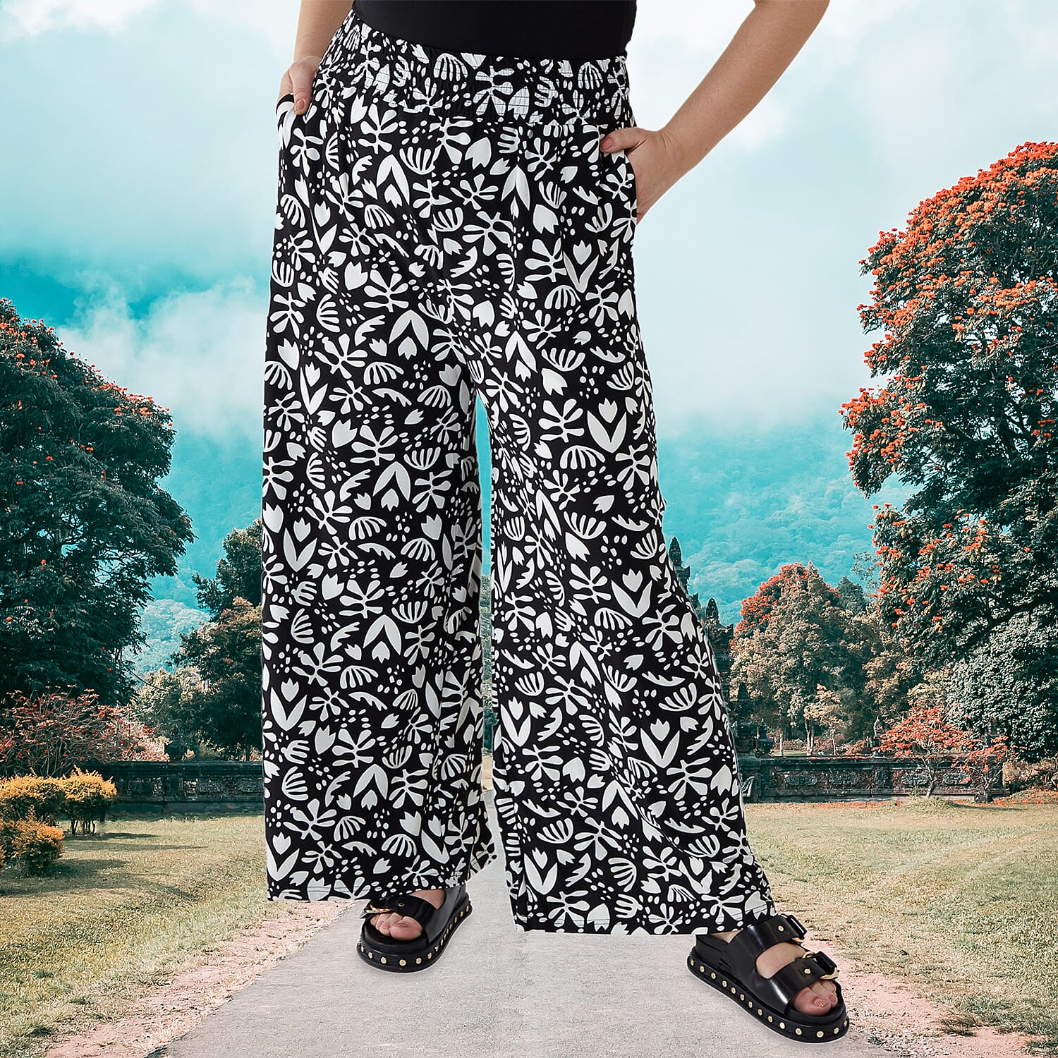 NOVA OF LONDON Curve Wide Leg Palazzo Trouser - Black