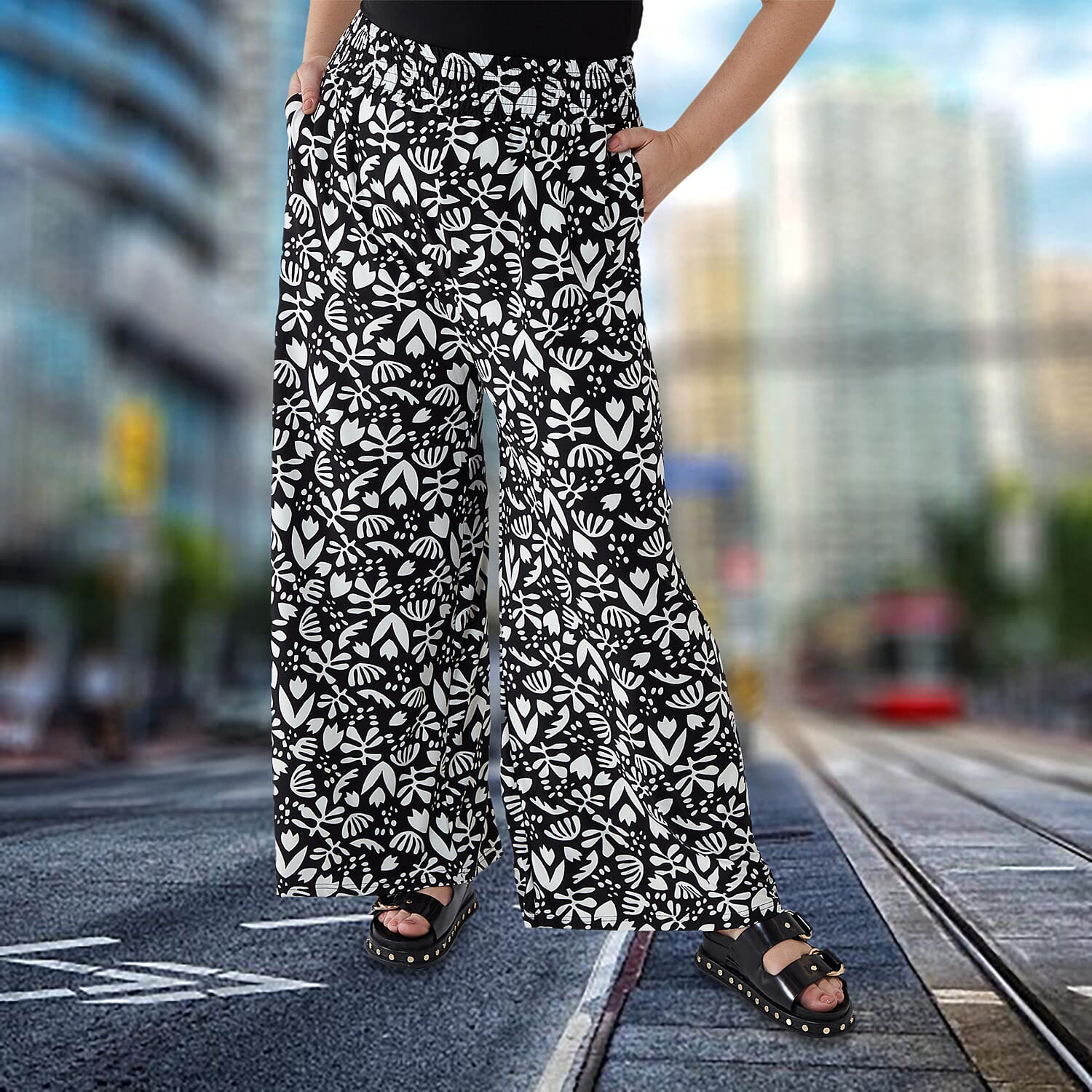 NOVA OF LONDON Curve Wide Leg Palazzo Trouser - Black