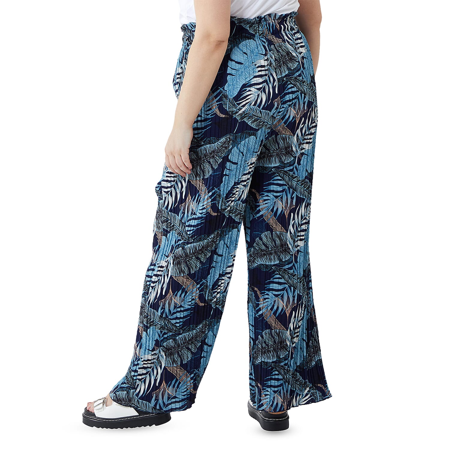 NOVA OF LONDON Curve Tropical Pattern Elastic Waist Culotte (Size 18-22) - Blue