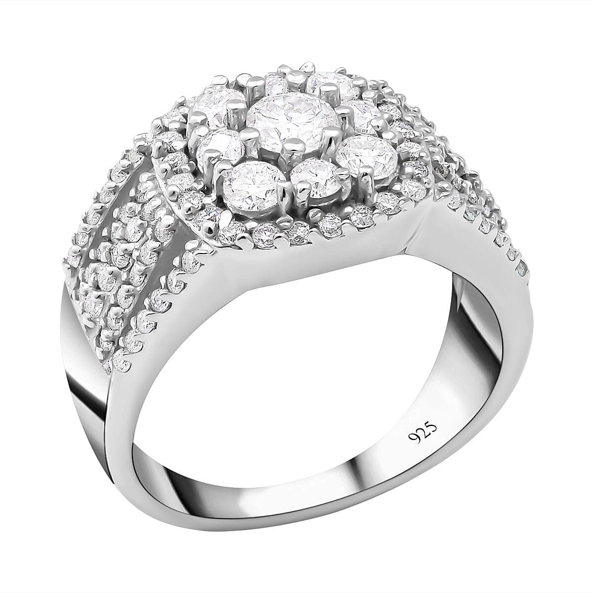 Moissanite Ring in Rhodium Overlay Sterling Silver 1.20 Ct.