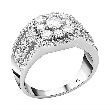Moissanite Ring in Rhodium Overlay Sterling Silver 1.20 Ct.
