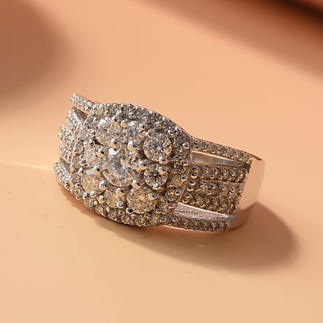 Moissanite Ring in Rhodium Overlay Sterling Silver 1.20 Ct.