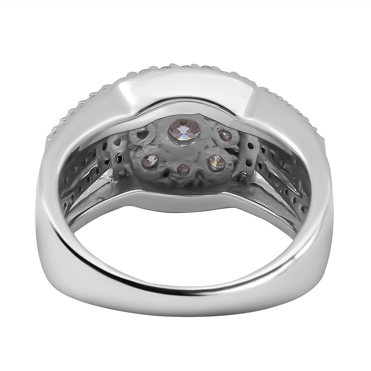 Moissanite Ring in Rhodium Overlay Sterling Silver 1.20 Ct.