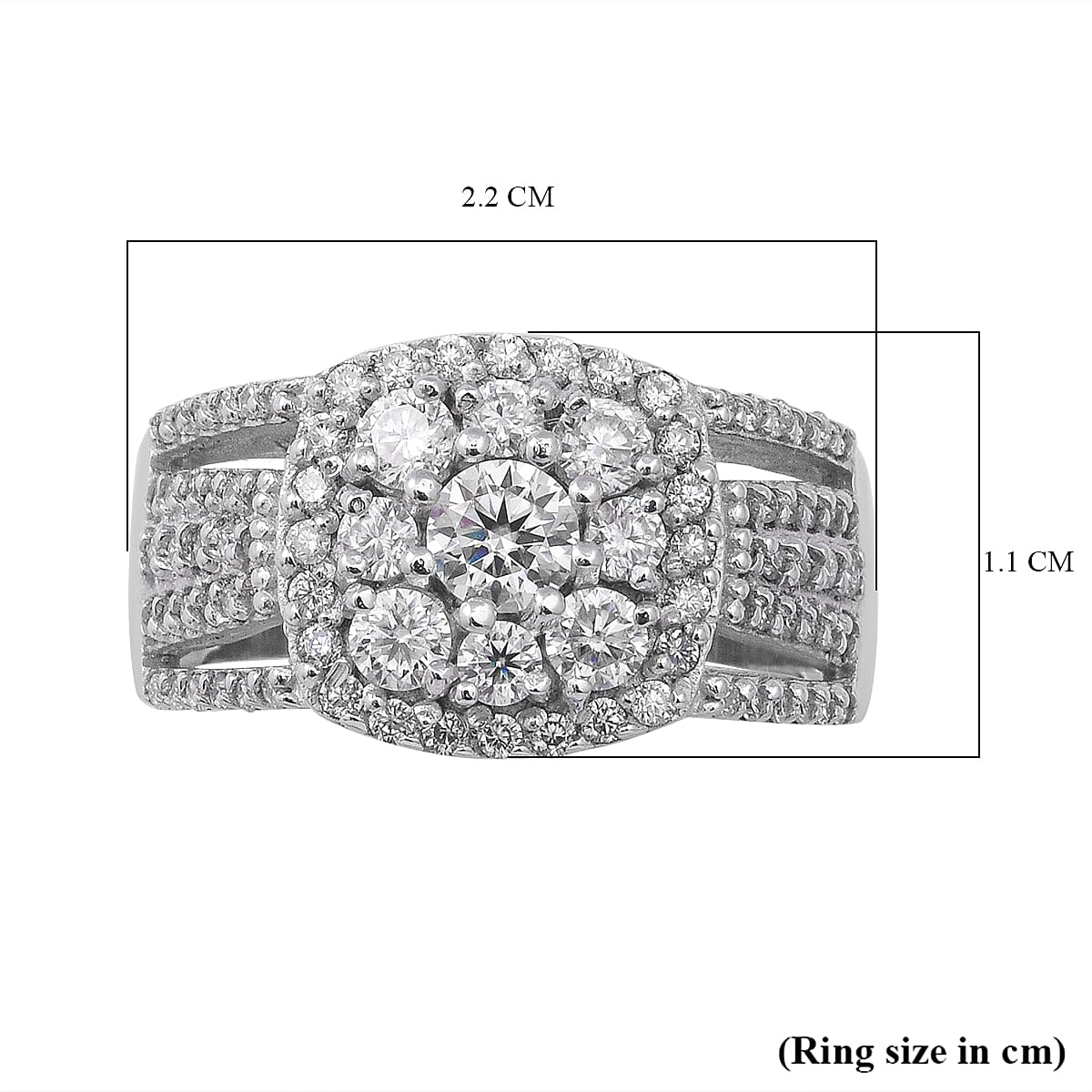 Moissanite Ring in Rhodium Overlay Sterling Silver 1.20 Ct.