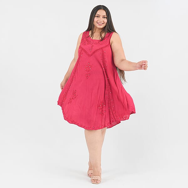 TAMSY Umbrella Dress with Sequin Floral Embroidery Pink 8932274 TJC