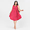 Tamsy Viscose Umbrella Dress with Sequin Floral Embroidery - Pink
