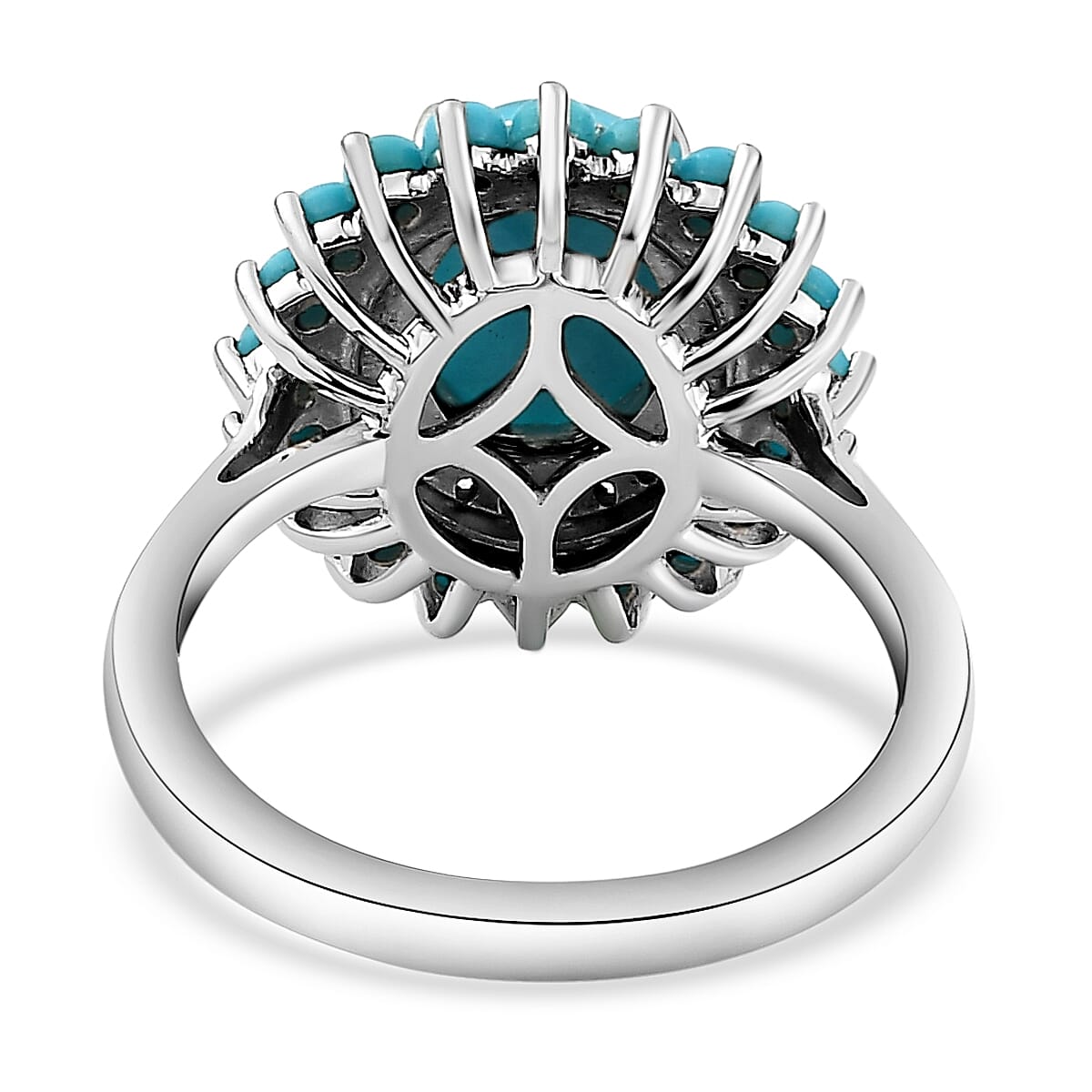 Arizona Sleeping Beauty Turquoise and Natural Cambodian Zircon Ring in Platinum Overlay Sterling Silver 3.51 Ct.