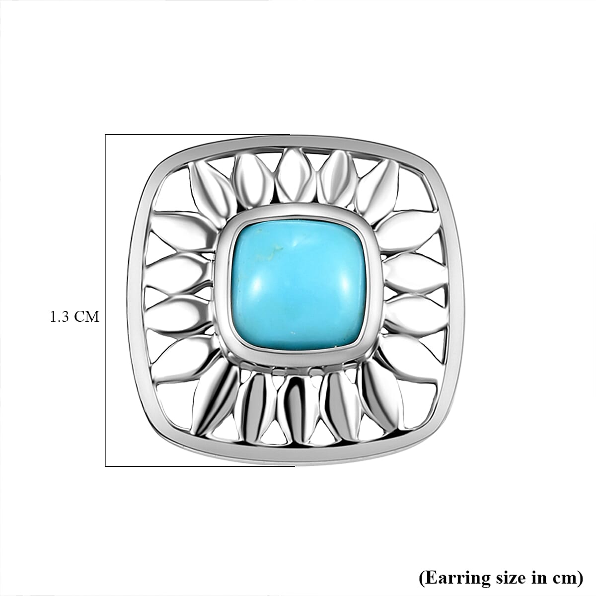 Arizona Sleeping Beauty Turquoise Stud Earrings (With Push Back) in Platinum Overlay Sterling Silver 1.08 Ct.