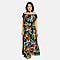 Tamsy Floral Pattern Maxi Dress - Black
