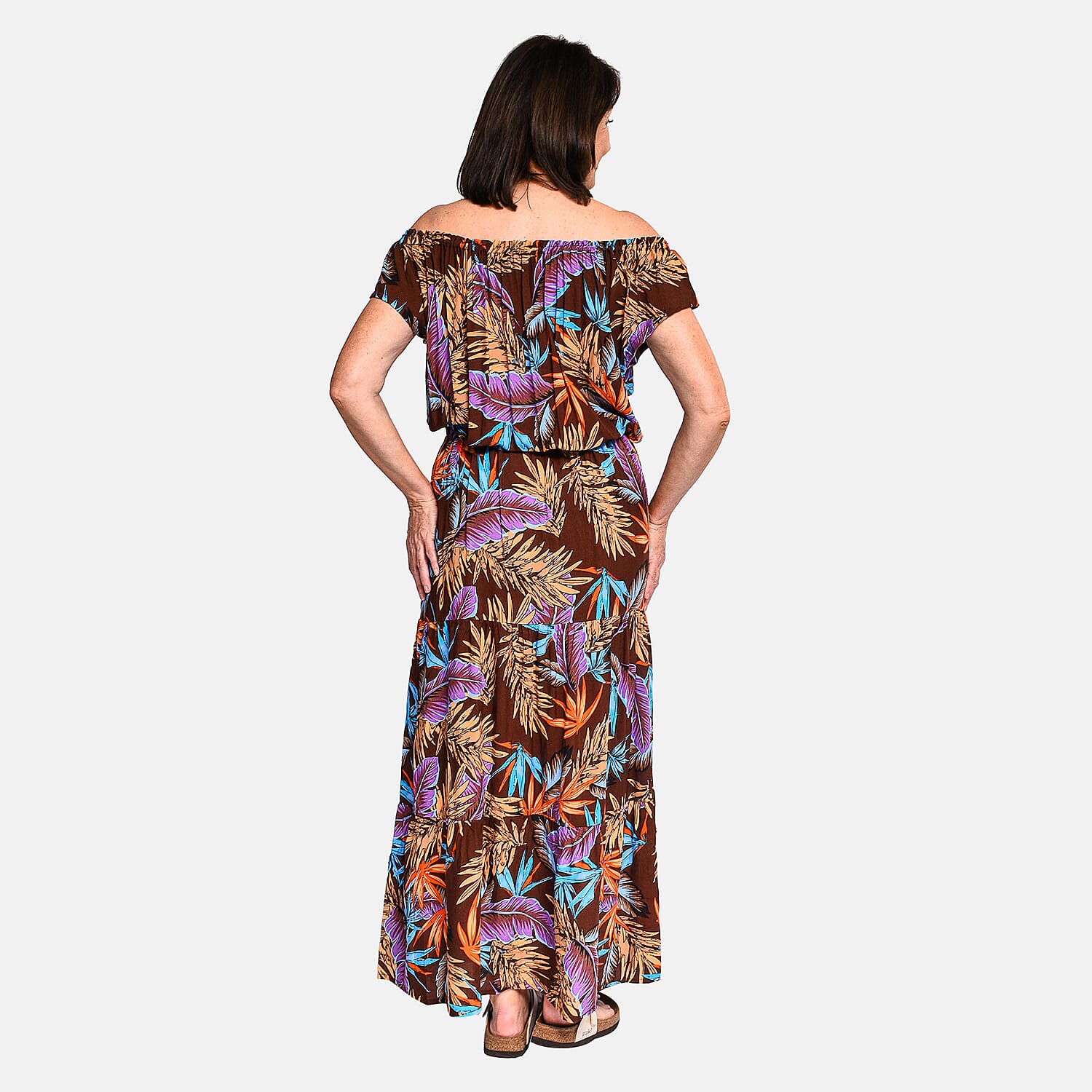 Tamsy Floral Pattern Maxi Dress - Black