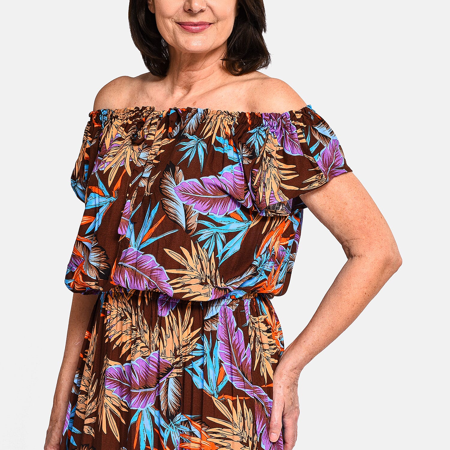 Tamsy Floral Pattern Maxi Dress - Black