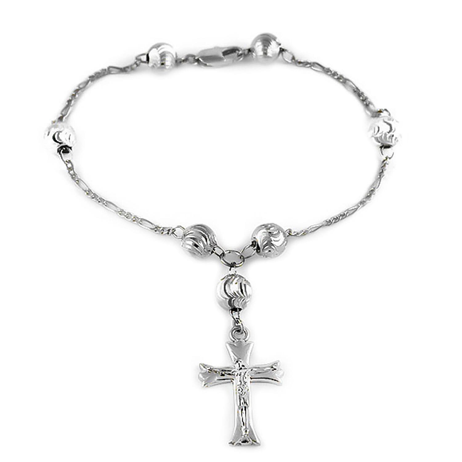 Cross Bracelet (Size - 6.5) in Silver Tone