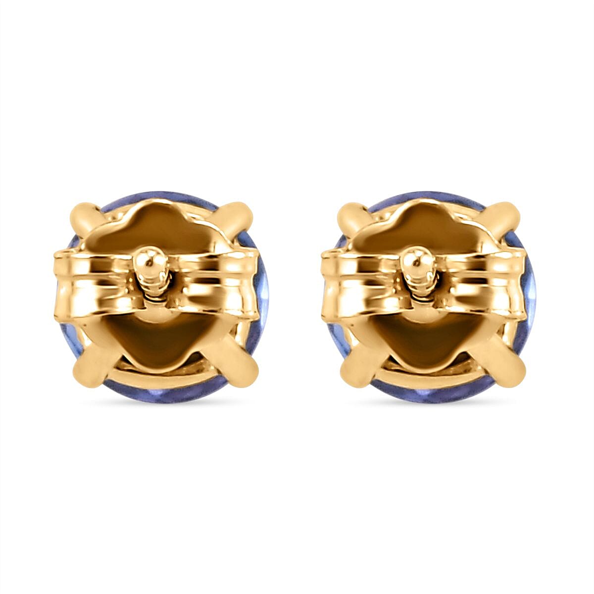 9K Yellow Gold  AA Tanzanite Solitaire Stud Push Post Earrings (With Push Back) 1.09 Ct.