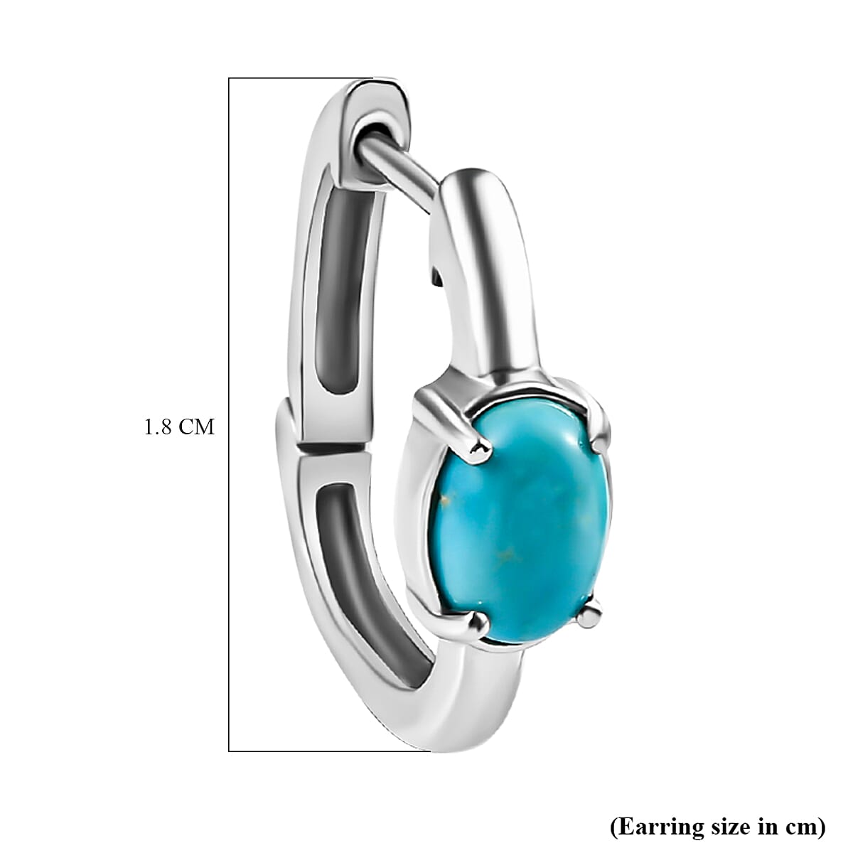 Arizona Sleeping Beauty Turquoise Hoop Earrings (With Clasp) in Platinum Overlay Sterling Silver 1.42 Ct.