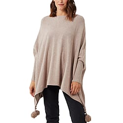 Nova of London Diamante Heatseal Tassel Oversized Poncho Jumper  - Black