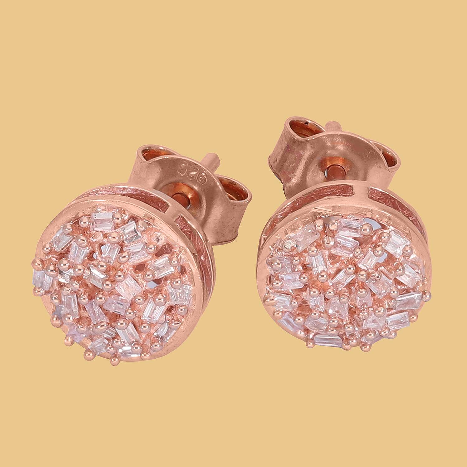 9K Rose Gold Natural Pink Diamond Fire Cracker Earrings (with Push Back) 0.25 Ct.