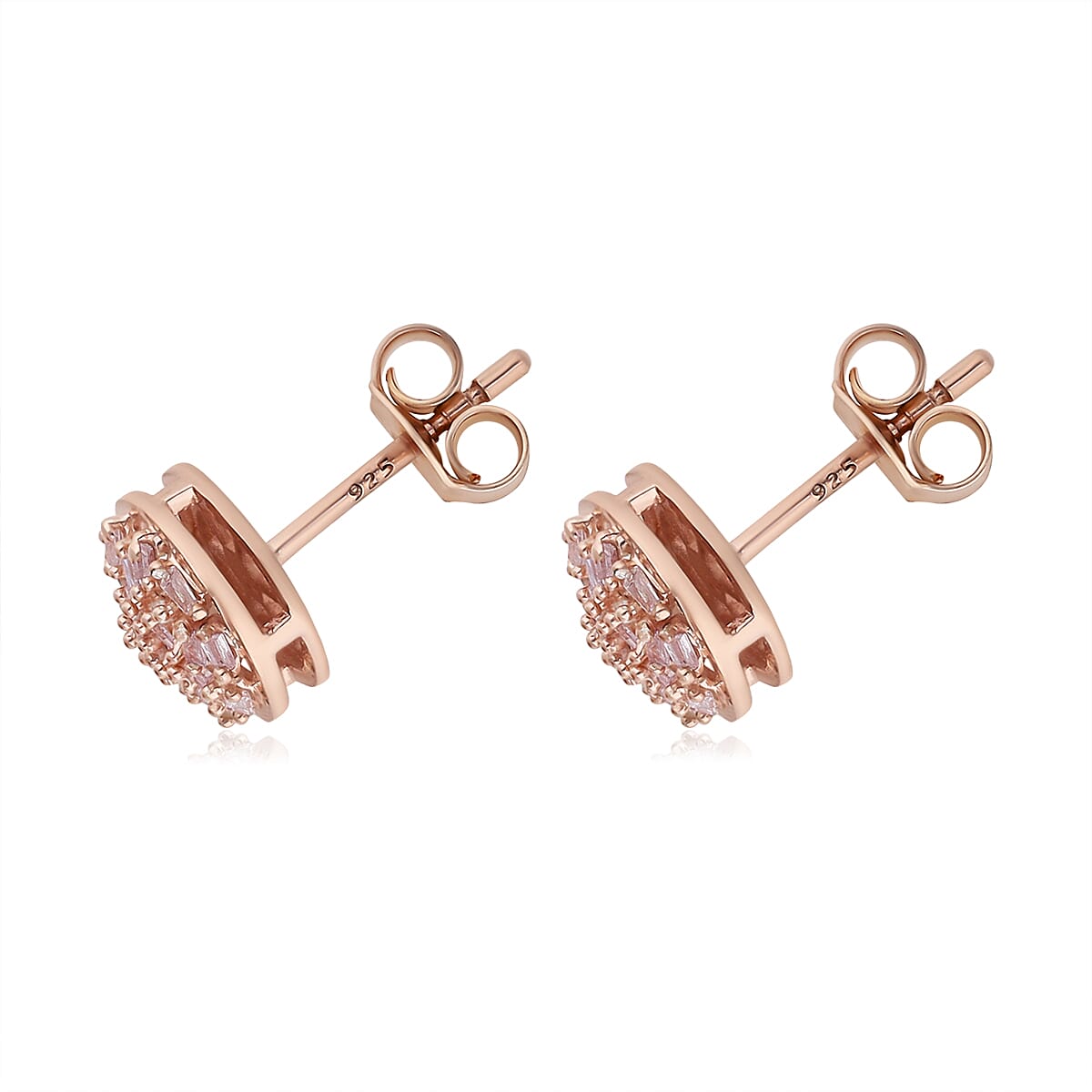 9K Rose Gold Natural Pink Diamond Fire Cracker Earrings (with Push Back) 0.25 Ct.