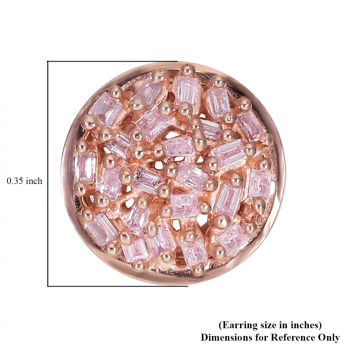 9K Rose Gold Natural Pink Diamond Fire Cracker Earrings (with Push Back) 0.25 Ct.