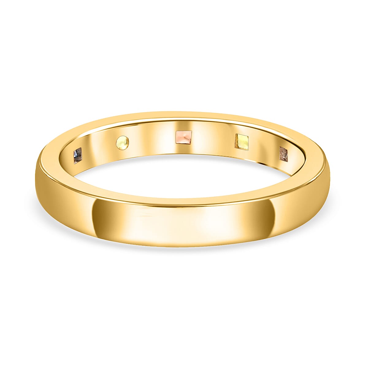 9K Yellow Gold AA Blue Sapphire, AA Yellow Sapphire and AA Orange Sapphire Ring 0.32 Ct