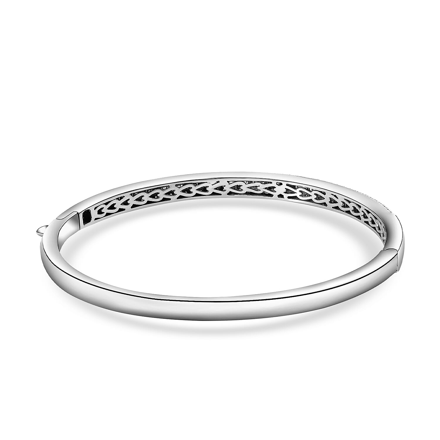 Designer Inspired-Diamond Bangle (Size 7.5) in Platinum Overlay Sterling Silver 1.00 Ct, Silver Wt. 16.06 Gms