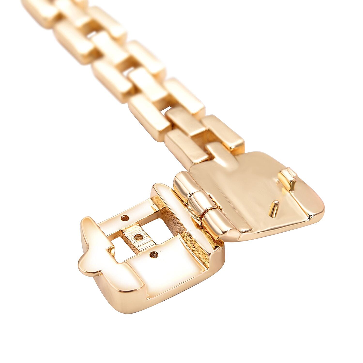 Simulated Diamond Buckle Ring (Size K-Z-) Adjustable in Yellow Gold Tone