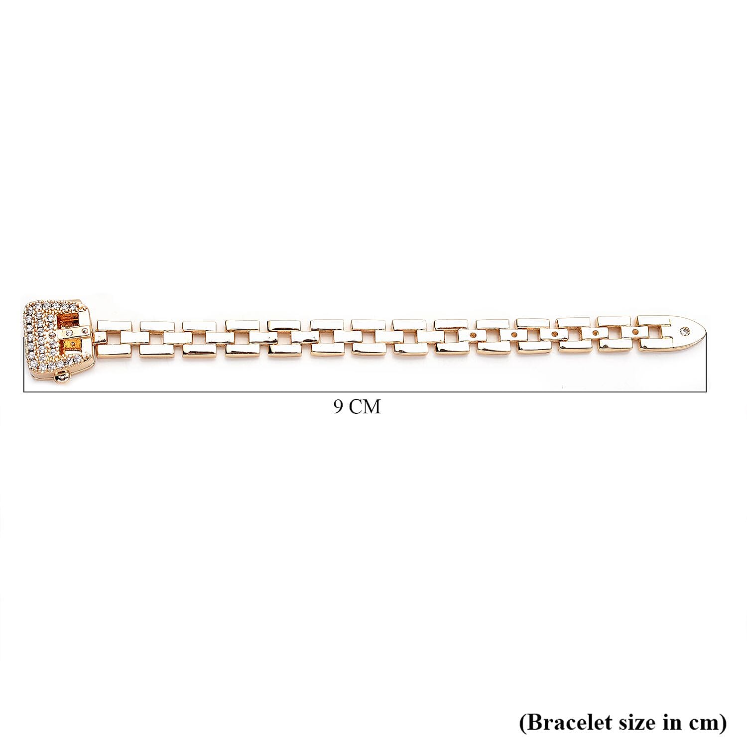 Simulated Diamond Buckle Ring (Size K-Z-) Adjustable in Yellow Gold Tone