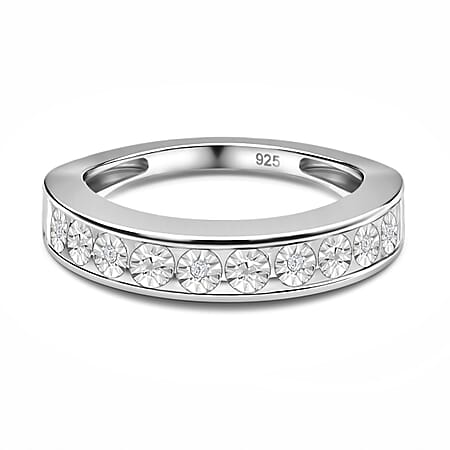 One Time Deal - Diamond Half Eternity Ring in Sterling Silver