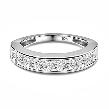 Diamond Half Eternity Ring in Sterling Silver