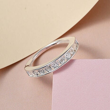 Diamond Half Eternity Ring in Sterling Silver