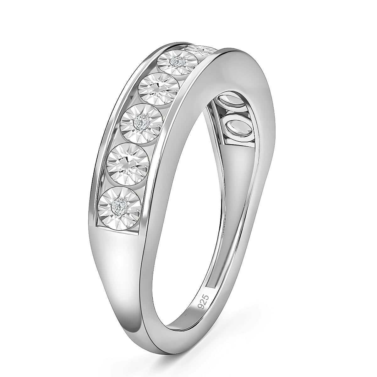 One Time Deal - Diamond Half Eternity Ring in Sterling Silver