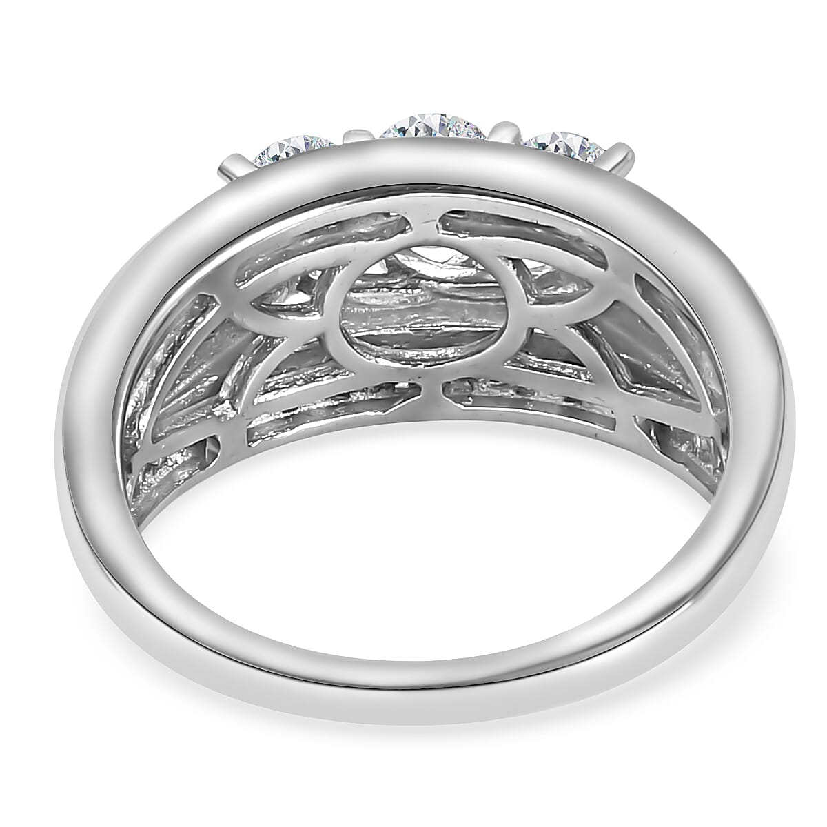 Moissanite Ring in Platinum Overlay Sterling Silver 1.42 Ct.