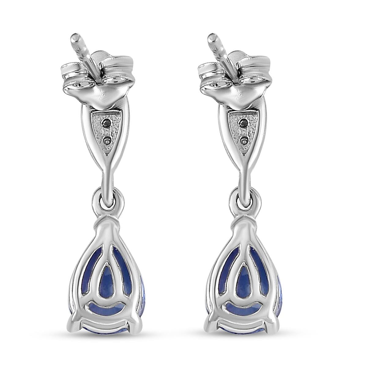 9K White Gold  AA Tanzanite ,Moissanite  Dangling Earring (With Push Back) 1.43 ct,