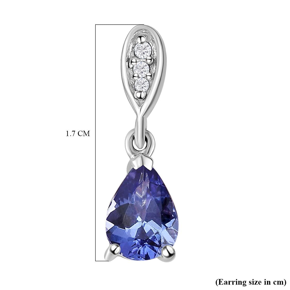 9K White Gold  AA Tanzanite ,Moissanite  Dangling Earring (With Push Back) 1.43 ct,