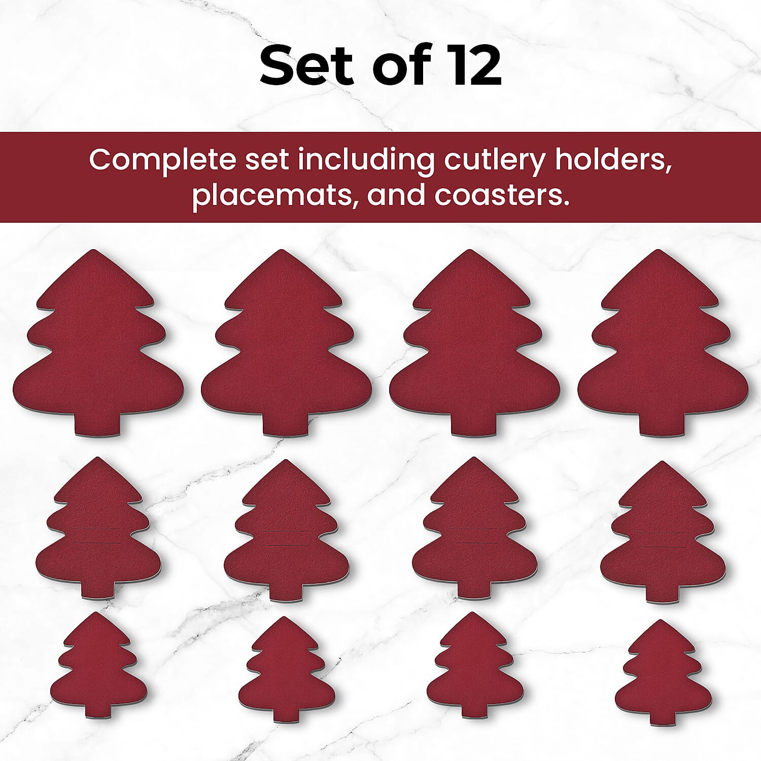 Set of 12 - Cutlery Holder, Placemats and Coaster