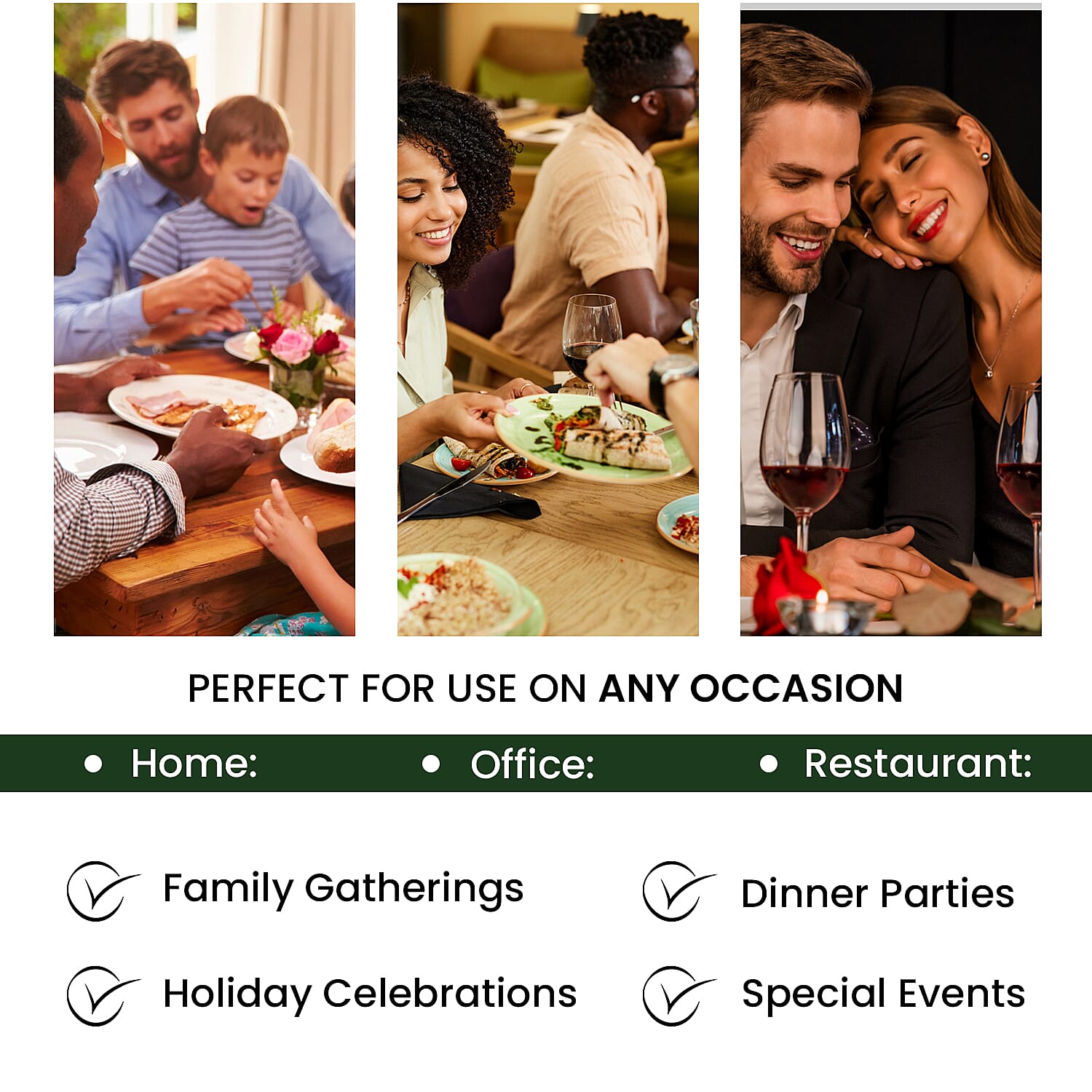 Set of 12 - Cutlery Holder, Placemats and Coaster - Green