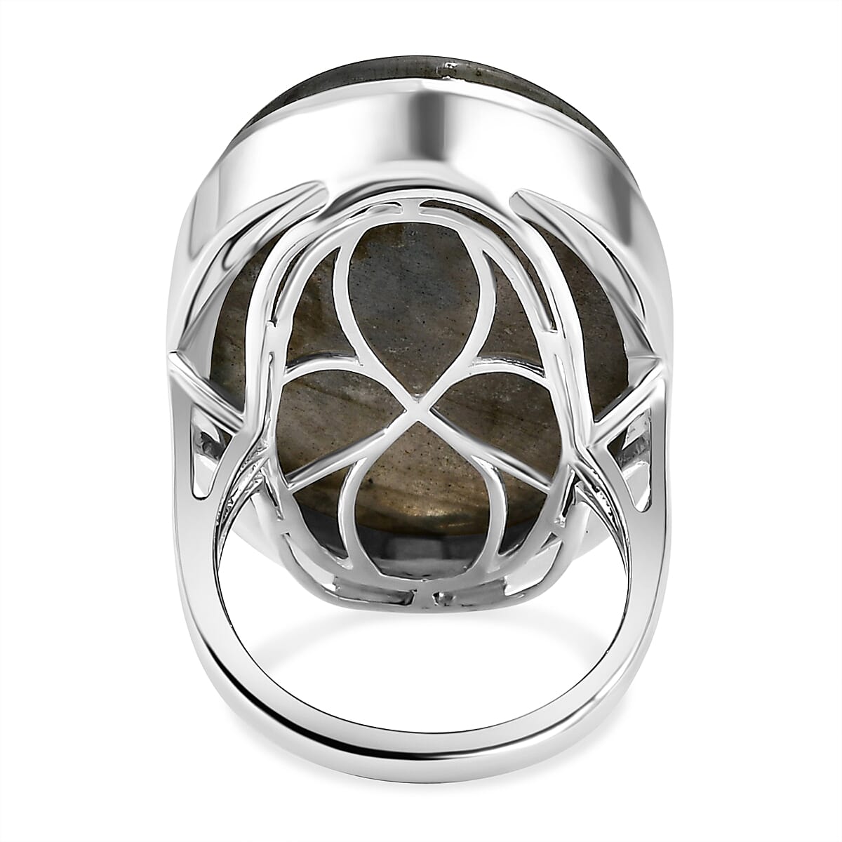 Rare Size Labradorite (OV 30X20) Solitaire Ring in Sterling Silver 33.00 Ct.