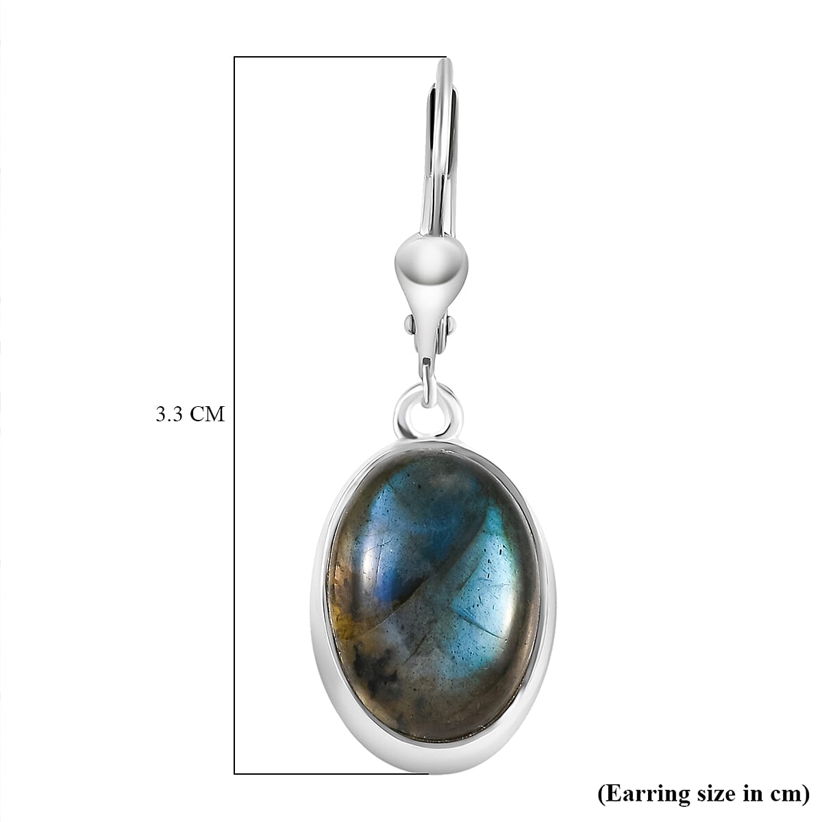 Labradorite Dangling Lever Back Earrings in Sterling Silver 12.20 Ct.