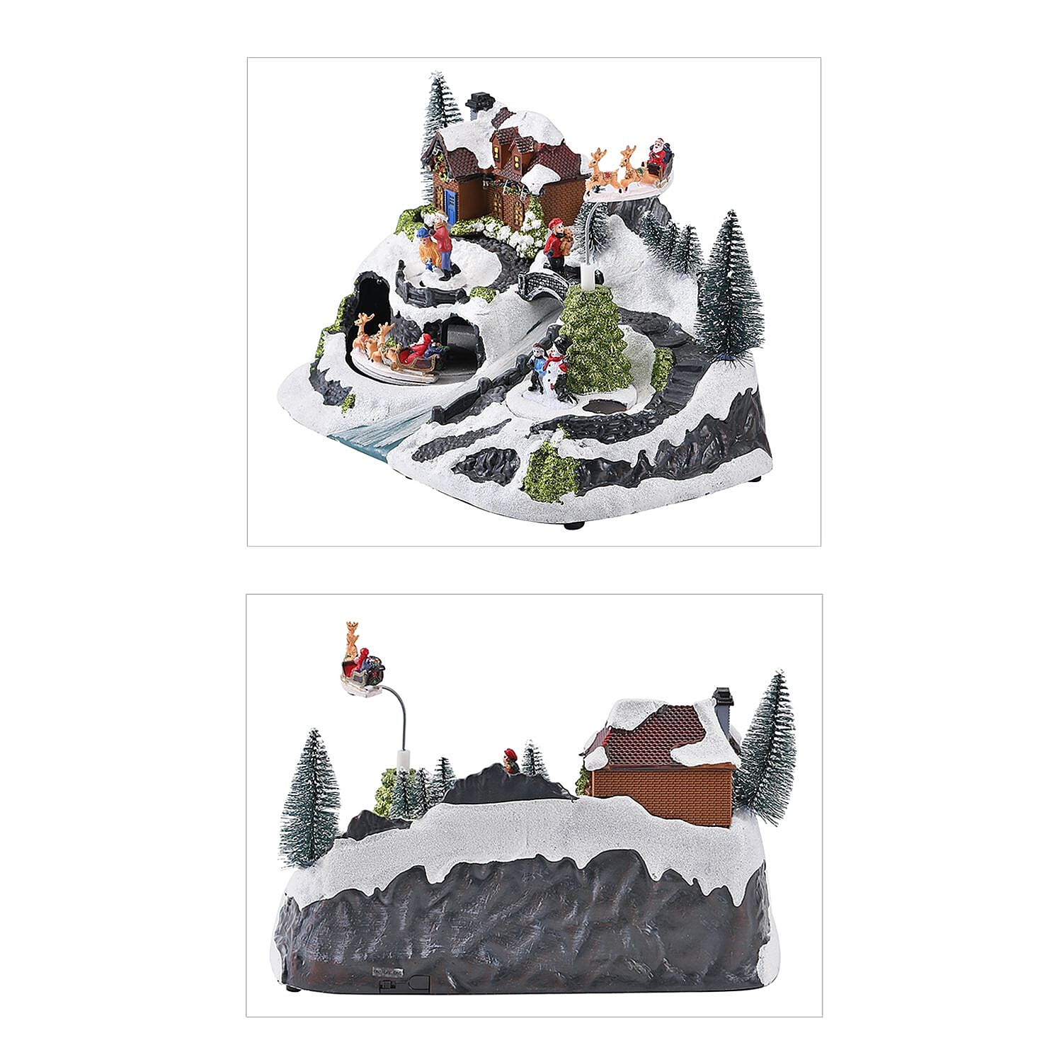 Christmas LED Village with Flying Sleigh & Music (Size 30x20x20 Cm) 3 x AA batteries not included