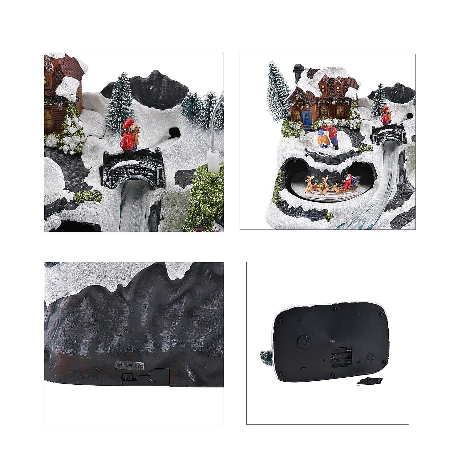 Christmas LED Village with Flying Sleigh & Music (Size 30x20x20 Cm) 3 x AA batteries not included