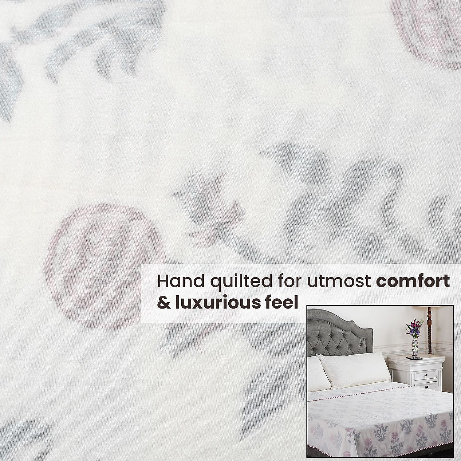 Cotton Muslin Block printed dohar 3 layered Colour Turquoise & red