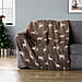 Soft Deer Pattern Fleece Blanket - Coffee