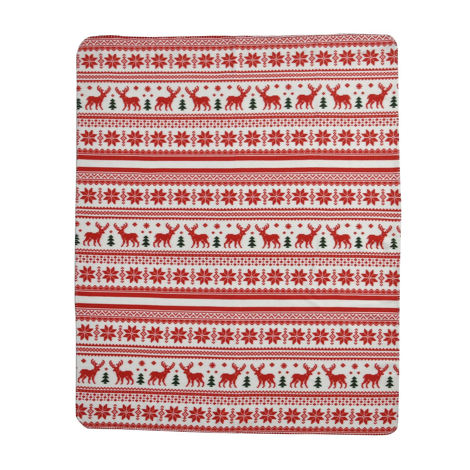 Soft Christmas Tribal Pattern Fleece Blanket (Size 170x130 Cm) - Red