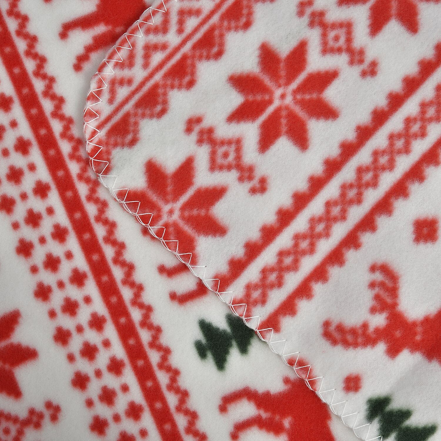 Soft Christmas Tribal Pattern Fleece Blanket (Size 170x130 Cm) - Red